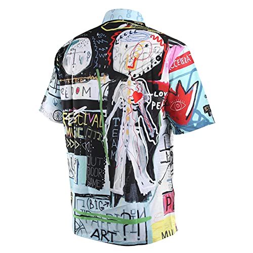 Camisa casual de manga curta, camisa de verão com estampa única fresca respirável para homens para f