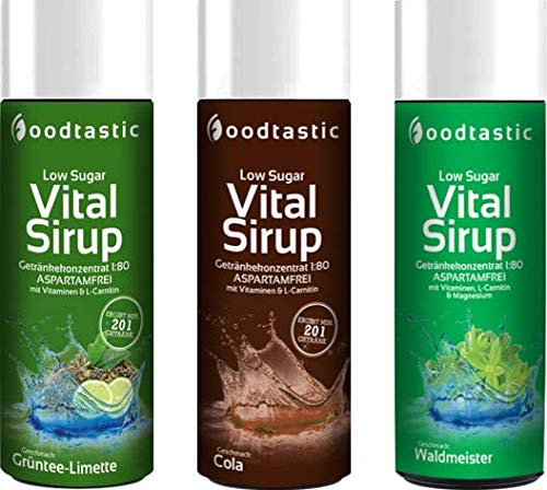 Foodtastic Vital Sirup 250ml Bundle - 3 Sorten - Cola, Waldmeister, Grüntee