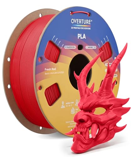 Image of OVERTURE High Speed PLA Filament 1.75mm, Neatly Wound 3D Printer Filament 1kg Spool (2.2lbs) Rapid PLA, Dimensional Accuracy + /- 0.02 mm, Fit Most FDM 3D Printers (Fresh Red)