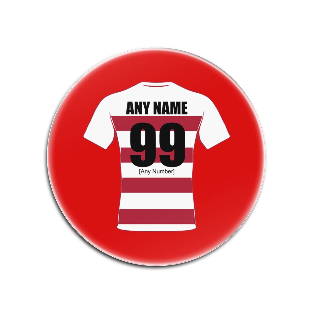 Unigift Red Personalised Gift - Wigan Warriors Round Glass Coaster (Rugby League Design Theme, Colour Options) - Any Name/Message On Your Unique Mat Pad - Riversiders The Cherry And Whites