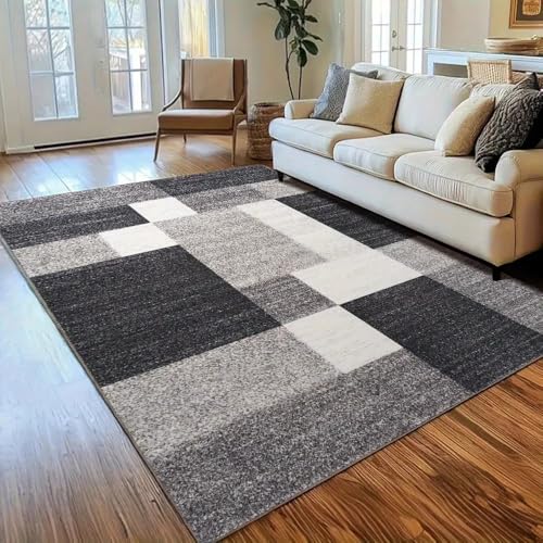 Tapis lavable en machine à motif géométrique pour salon moderne - 4