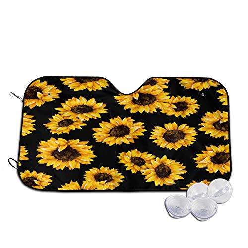 Lianmei Windshield Sun Shade，Car Window Shade,Sunshade Sun Protection Film,Keep Vehicle Cool Protect Your Car from Sun Heat & Glare Best UV Ray Visor Protector Shabby Chic Floral Sunflower Printing