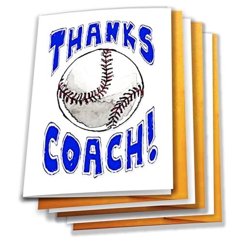 Play Strong Baseball Coach Thank You Cards – 3-Pack Greeting Card Set (5x7) – “You're Awesome” Design – Perfect for Players, Teams & Families to Celebrate Amazing Coaches – Great for Season-End Gifts!