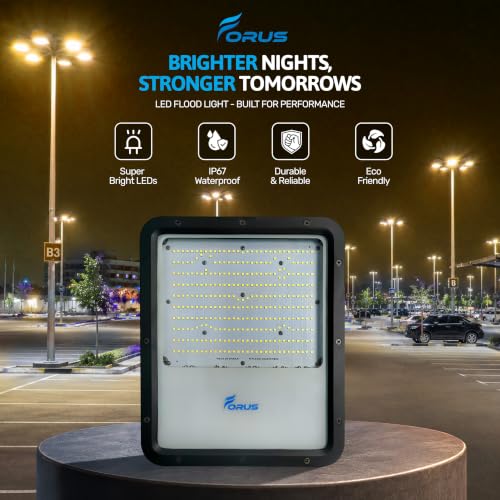 Image of Forus 250W LED Flood Light - 4 Yr Warranty, IP67 Waterproof Outdoor LED Lights, High Mast Light, Halogen Floodlight for Factory, Garage, Parking, Field, Garden, Shop, Warehouse, Tent, Yellow - 1Pc