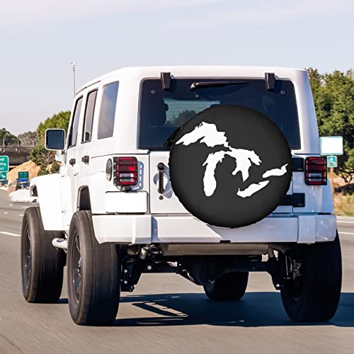 Image of State of Michigan Great Lakes Spare Tire Cover Dust-Proof Wheel Tire Cover Fit Trailer, RV, SUV and Many Vehicle 16 Inch