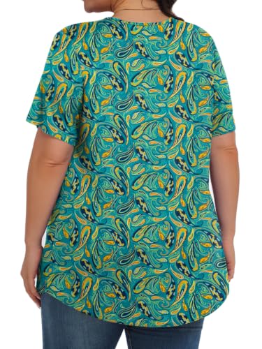 Image of Tencede Womens Plus Size Tops Tunic Short Sleeve Crew Neck Shirts Casual Soft Blouse 1X-5X