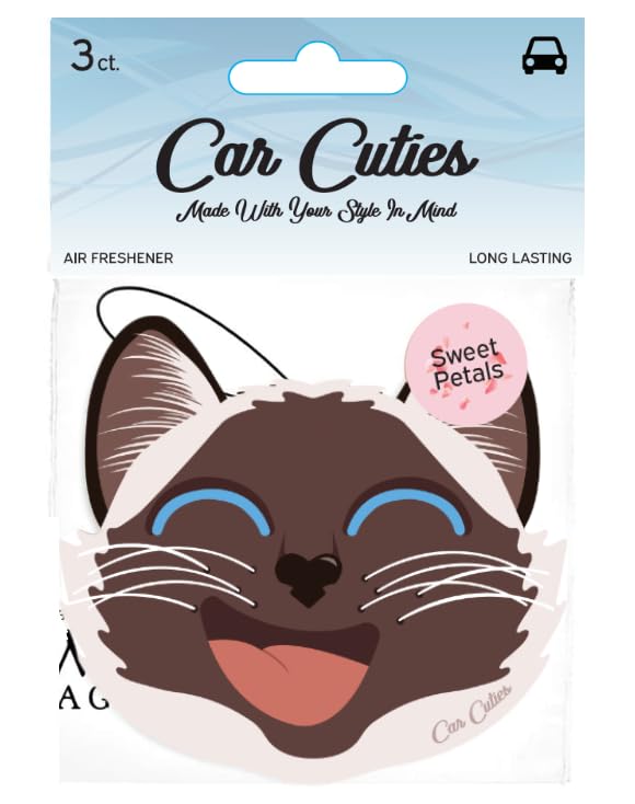 Ambientador de coche Cute Cat - Bonito diseño de gato, aroma de larga duración, parte de los ingresos beneficia a PAWS Chicago (pétalos dulces)