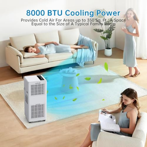 Image of Garvee 8000 BTU (5000 BTU SACC) AC Unit, 3-in-1 Portable Air Conditioner | with Energy Saving, Window Kit & Remote, 24H Timer, Dehumidifier & Fan Cools 350 Sq. Ft for Bedroom, Home Office