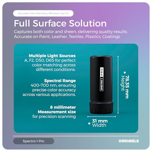 Image of Spectro 1 Pro Spectrophotometer Paint Color Matching Tool with Charging Cable & Carrying Pouch, Portable Color Reader, Colorimeter Spectrometer Color Sensor, Paint Scanner & Color Meter for Designers