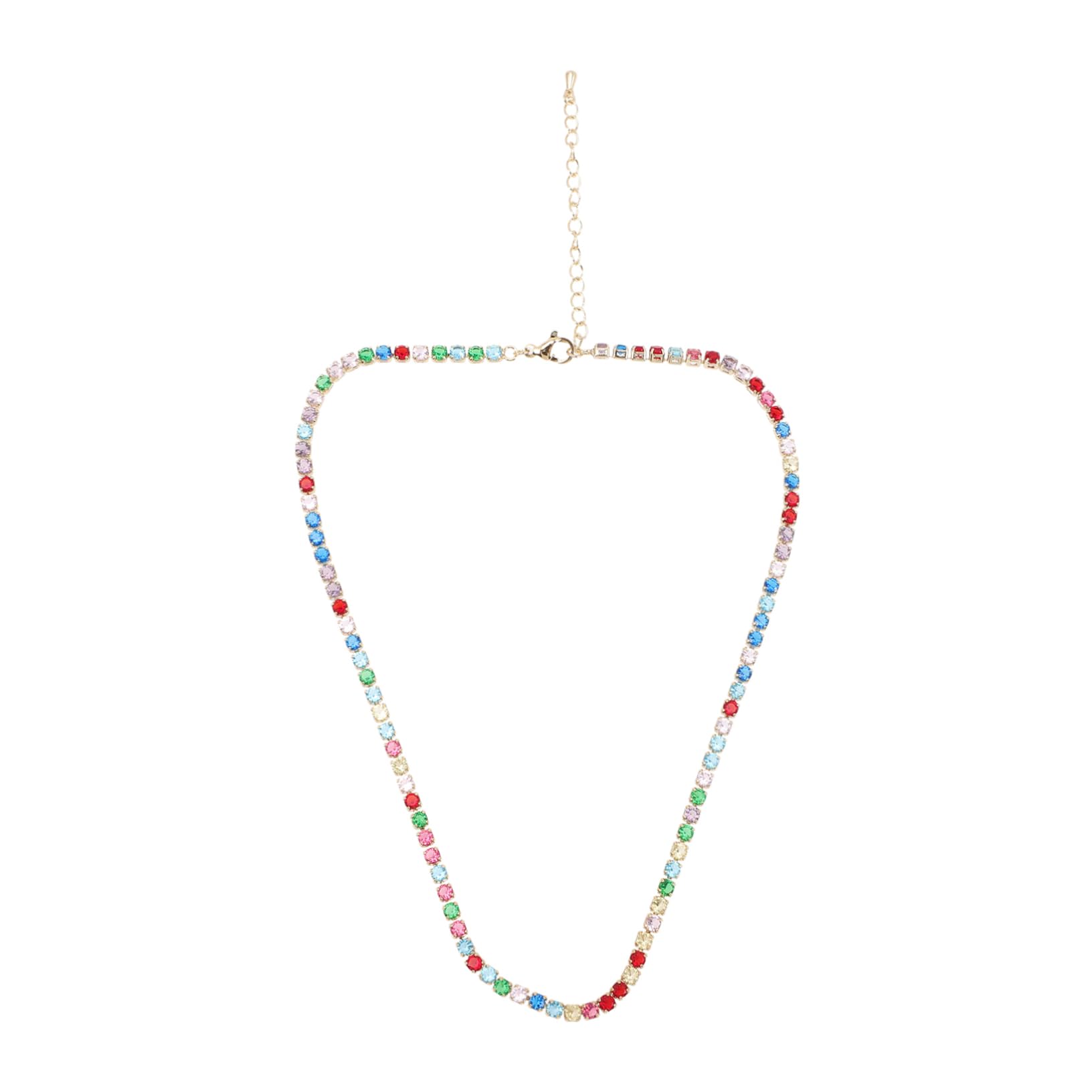 KESYOO Women's Zircon Necklace Necklaces Classic Tennis Women Tennis Necklace Tennis Chain Jewelry Necklace for Women Rose Gold Choker Necklace Diamond Choker Necklace Colorful Copper