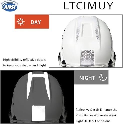 Miniatura 4 de Cascos De Construcción Casco de Seguridad con Visera 6 Puntos Ajustable Suspensión ANSI Z89.1 Tipo I Clase C Hardhats, Cascos De Construcción