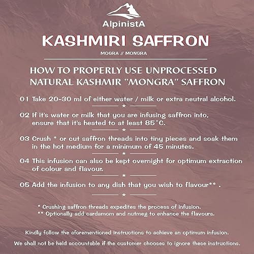 Image of Alpinista kesar Saffron Original Kashmiri /Kumkuma Puvvu | Saffron for pregnant women, Pooja rituals & Food for Biryani, Beauty, Improved Health and Tilak (Pack of 4 (1gram))