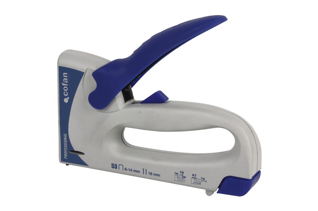 Cofan Graffatrice e pistola sparachiodi manuale | Per graffe nº 53 da 6, 8, 10, 12 e 14 mm di lunghezza | Chiodi M15 e W15 da 15 mm