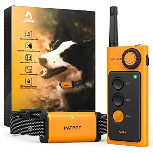 PATPET Dog Training Collar IP67 Waterproof Dog Shock Collar with Remote for Small Medium Large