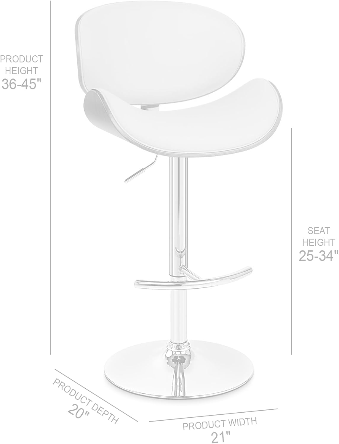 Armen Living Naples Swivel Barstool in Black Faux Leather, Walnut Wood and Chrome Finish