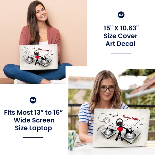 Image of LSS 15 15.6 Inches Laptop Notebook Skin Sticker with 2 Wrist Pads - Reusable Cover Protector Vinyl Sticker Cover Decal Fits 13 inch - 16 inch HP Asus Acer Samsung - DJ Pattern