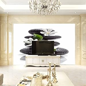 ZCFGG Muurschildering behang grote muurschildering Wit steen bloem 130 x 80cm muurstickers 3D voor muren