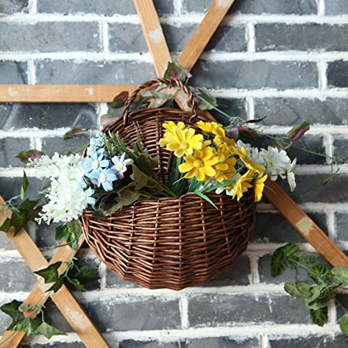 Jjsq Handmade Woven Wicker Hanging Storage Basket, Wall Decorations For Home Garden Wedding, Brown, 14.2×11.8×4.7 Inch #TOP1