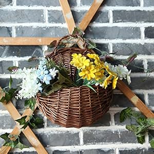 Jjsq handmade woven wicker hanging storage basket wall decorations for home garden wedding brown 14211847 inch  urban country home decor