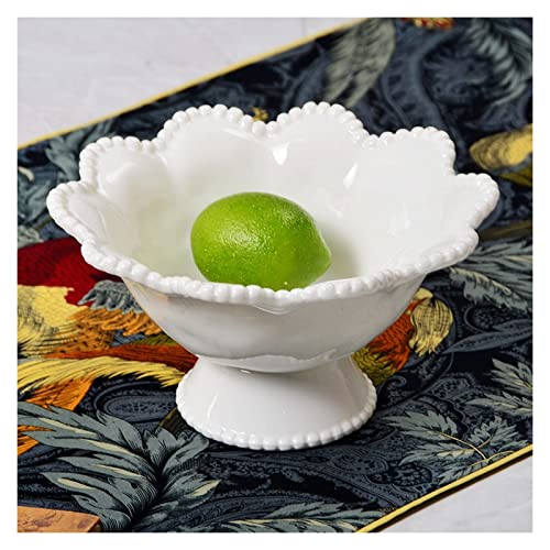 Tratamientos, Book Frutero de Porcelana, Plato Decorativo con Borde de Perla y Pedestal, Cesta de Fruta de cerámica Vintage