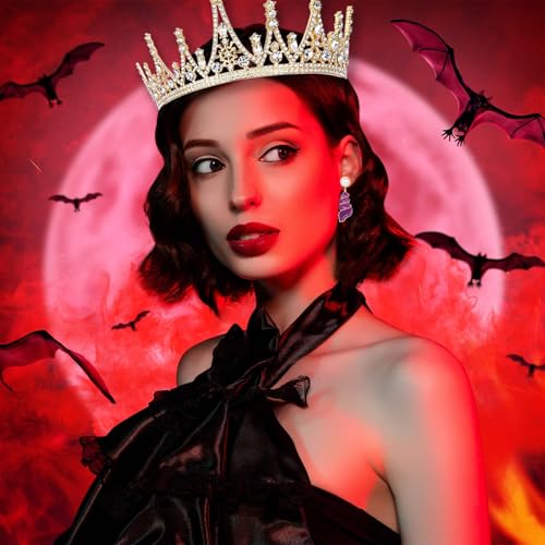 3 Pcs Halloween Costumes Accessories Set for Women Gold Crown Shell Necklace and Purple Seashell Earrings Sea Witch Cosplay Accessories for Halloween Party Dress up3