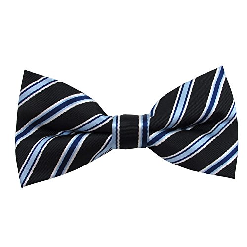 Jacob Alexander Men's Continental Stripe Bow Tie - Baby Blue Black