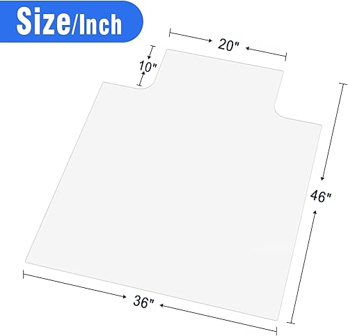 Miniatura 4 de NeuType Tapete de cristal para silla con borde extendido, 36 x 46 pulgadas 14 pulgadas de grosor de vidrio templado para silla de oficina o piso de