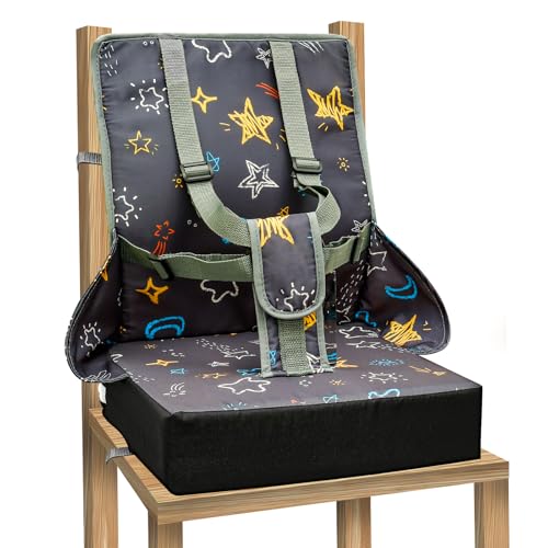 Toddler Booster Seat for Dining Chair Kid Dinning Chair Increasing Cushion with Adjustable Safety Buckl Non-Slip Bottom Portable Detachable Washable Increasing Cushion with Straps for Child