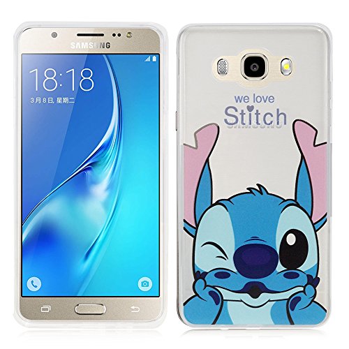 Annart Carcasa Silicona TPU Transparente Ultra Fina Dibujo Animados Bonito para Samsung Galaxy J5 (2016) J510FN - Stitch