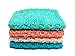 Handmade@ The Lotus Shop Coral and Aqua 4 inch x 7 inch Rectangular Cotton Dishcloths Set of 4 Lt. Coral Turquoise Ecru Aqua