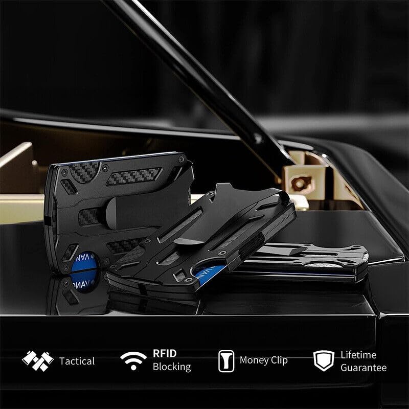 Generic Wallet for Men Tactical Wallet Aluminum Money Clip RFID Blocking Card Holder Slim Minimalist Metal Wallet (Blue)4