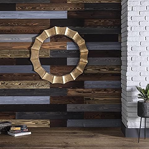 BoscoMondo 5.5 Inches Wide Barnwood Wall Planks, Rustic Solid Wood Panels, Accent Wall Decor (Variety, 48" Boards-Pack of 12) Cover
