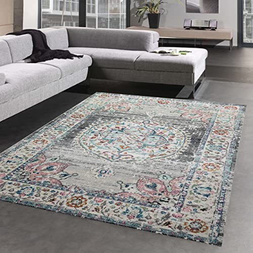 CARPETIA Teppich Outdoor Orientteppich Wohnzimmerteppich Ornamente in grau Größe 200 x 290 cm