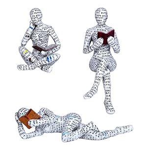 3 Pcs Pulp Reading Women Figurine Decor Thinker Statue Modern Abstract Art Sculpture Resin Collectible Reading Figurines for Living Room Desk Table Bookshelf Shelf Office Desktop Home Decoration