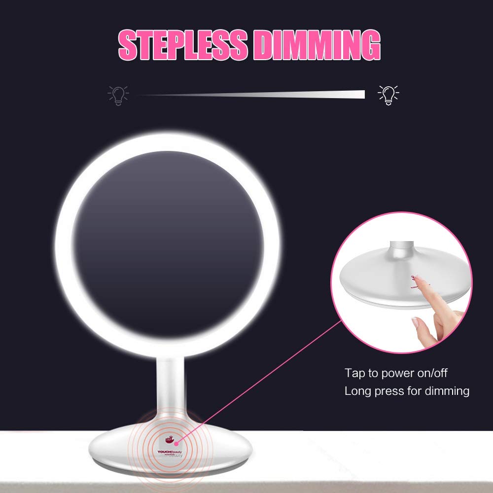 Espejo de Maquillaje ajouty 1x LED Espejo de Aumento de 90 rotación Espejo de vanidad con 21 LED Luces de Espejo cosmético Recargable.