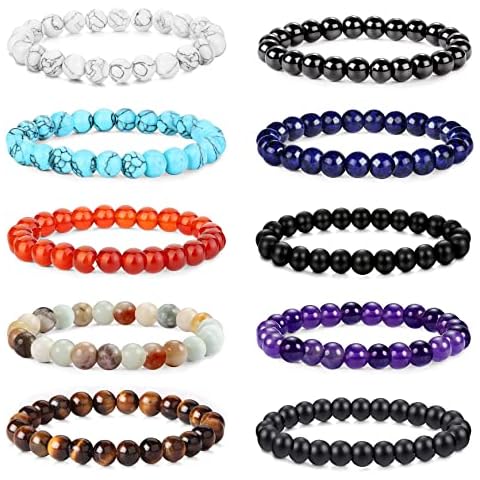 CASSIECA Pulseras Cuentas Piedra 10 Piezas Cover