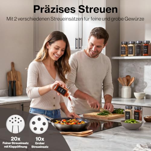 EDELHAUS Gewürzgläser Eckig Set 24x120ml Space Gray Edelstahl 240 Etiketten – Ansicht 4
