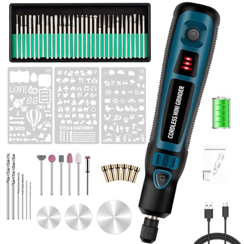 Image of Serplex Wireless Engraving Pen Kit with 44 Drill & Polishing Bits, 3-Speed Adjustable, USB Charging, Engraving Machine for Metal, Wood, Leather & Ceramics, DIY Carving Tool for Creative Art & Crafts