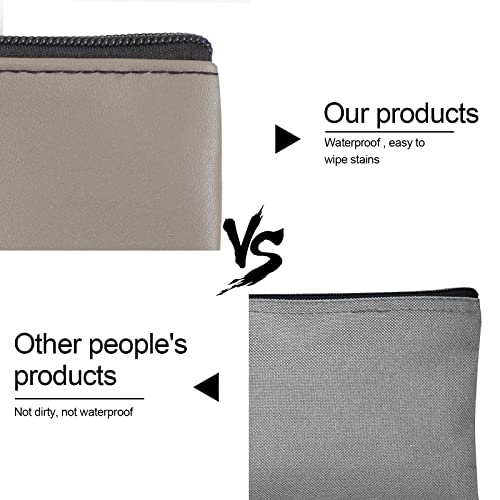Image of 4Pack Money Bag 11 X 6, Safe Durable Money Bags with Zipper for Cash Waterproof, Coin Money Pouch PU Leather Bank Bag with Zipper for Checks Makeup Bills Receipts Tool Storage Bag (Grey), Grey, 4 Pieces, Durable