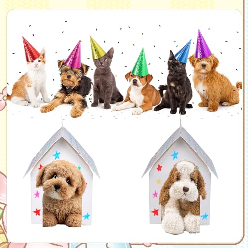 24 Stück Partygeschenkboxen Hunde, Weiße Faltbare Partygeschenkboxen zum Thema Adoptieren Welpen Geschenkartikel für Haustiere in Großen Mengen für Geburtstagsdekorationen