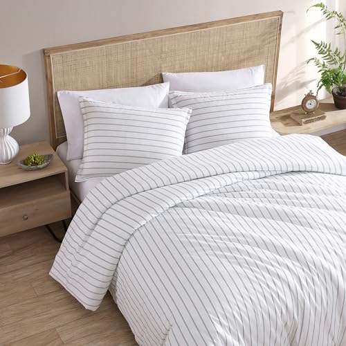 Stone Cottage - Queen Duvet Cover Set, Breathable Cotton Percale Bedding with Matching Shams, Striped Home Decor (Trenton Stripe Green, Queen) - Thumbnail 2