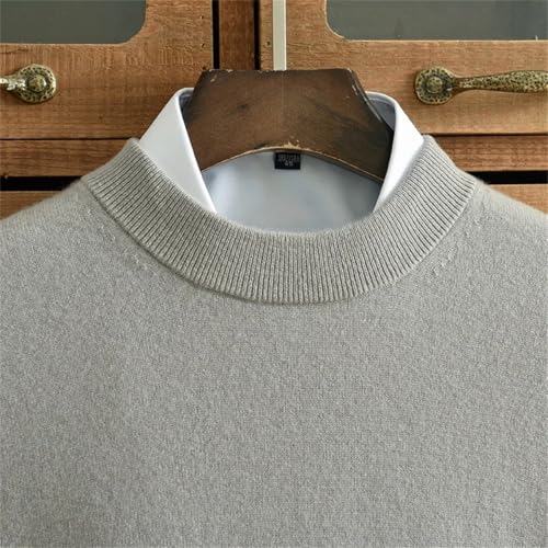 Dcvmvmn Men's Round Neck Cashmere Sweater Half High Collar Pullover Solid Color Knitted Sweater2