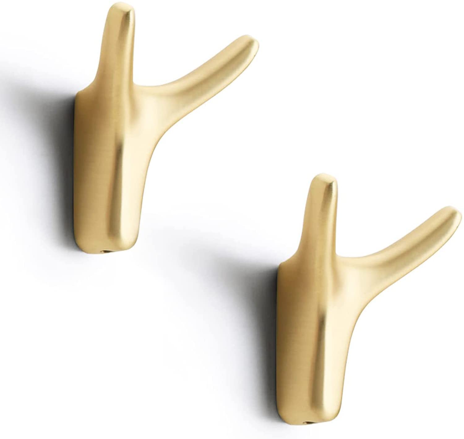 KASTWAVE Towel Hooks, 2 Packs Coat Hook Cow Head Wall Hooks for Heavy Duty Door Hanger Towel Robe Clothes Cabinet Closet Sponges Hook for Bathroom Bedroom Kitchen Hotel Pool (Brushed Brass)