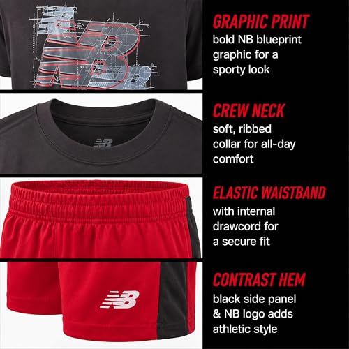 Image of New Balance Boys Short Sets - 2 Piece Active Performance Athletic Shirt and Kids Basketball Gym Shorts for Boys (8-12)