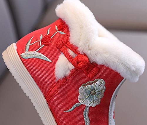 Girls Embroidery Winter Warm Boot Anti-Slip House Shoes Indoor Outdoor Slippers Fur Lined Plush Snow Boots(Toddler/Little Kid)3