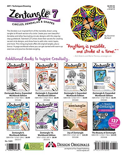 Zentangle 7, Expanded Workbook Edition: Circles, Zendalas & Shapes (Design Originals) 40 Original Tangles, Zen Mandalas, Easy Techniques for Beginners, Practice Exercises, Beautiful Examples, and More - Image 2