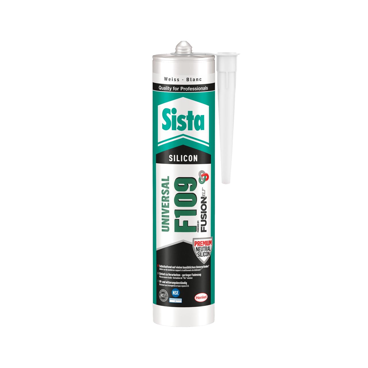 Sista F109 Universal Fusion XLT Silicona Transparente 300 ml, Blanco