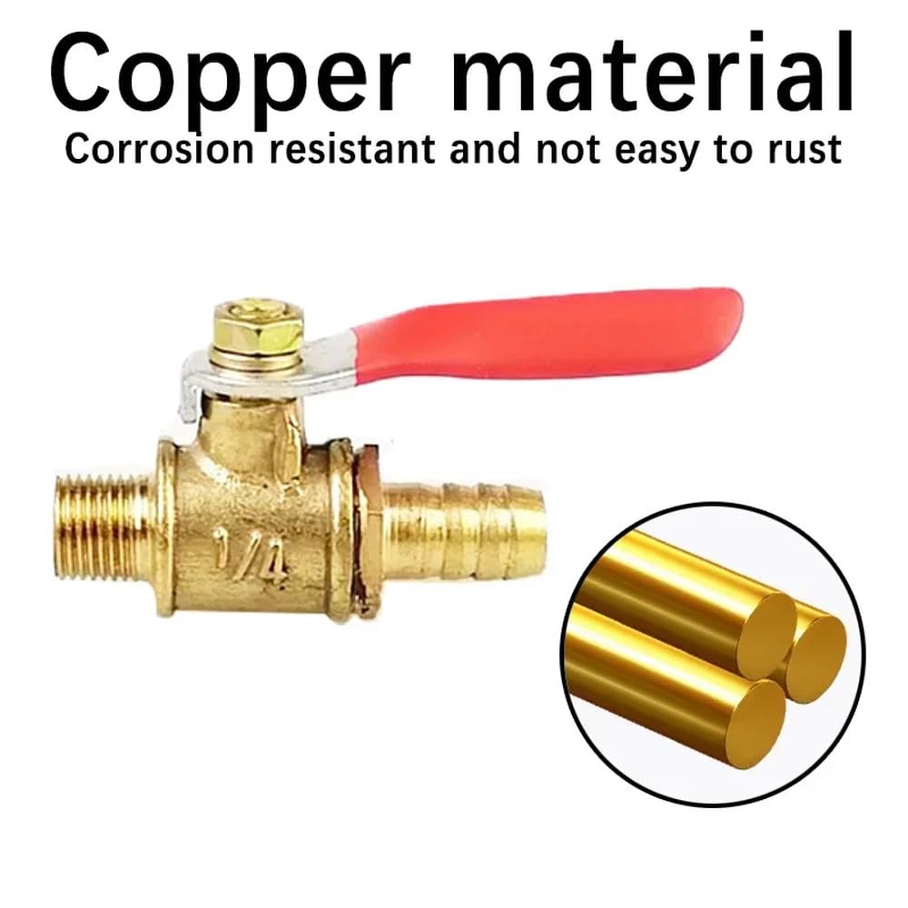 10 sztuk mosiężny zawór kulowy 1/8'' 1/2'' 1/4'' męski gwint łącznik złącze miedziane złączka adapter 6-12mm wąż Barb, 3/8"