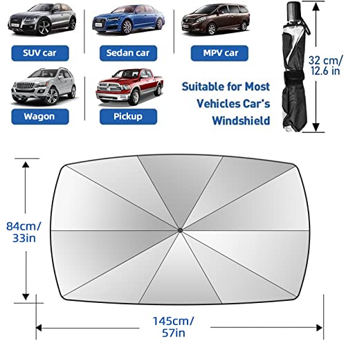 Image of 2026 Windshield Sun Shade Umbrella, Foldable Car Umbrella Sunshade with UV Block Car Front Window (Heat Insulation Protection) for Auto Windshield Covers Trucks Cars (Large)