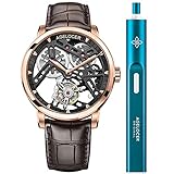 【オフィシャルストア】Agelocer 腕時計 メンズ 両面中空 トゥールビヨン 手動巻き 機械式 レザーバンド ラグジュアリー 男性的 高級 ブランド おしゃれ メタル【赠電動リューズ巻き機】 (ACL:9001D2)